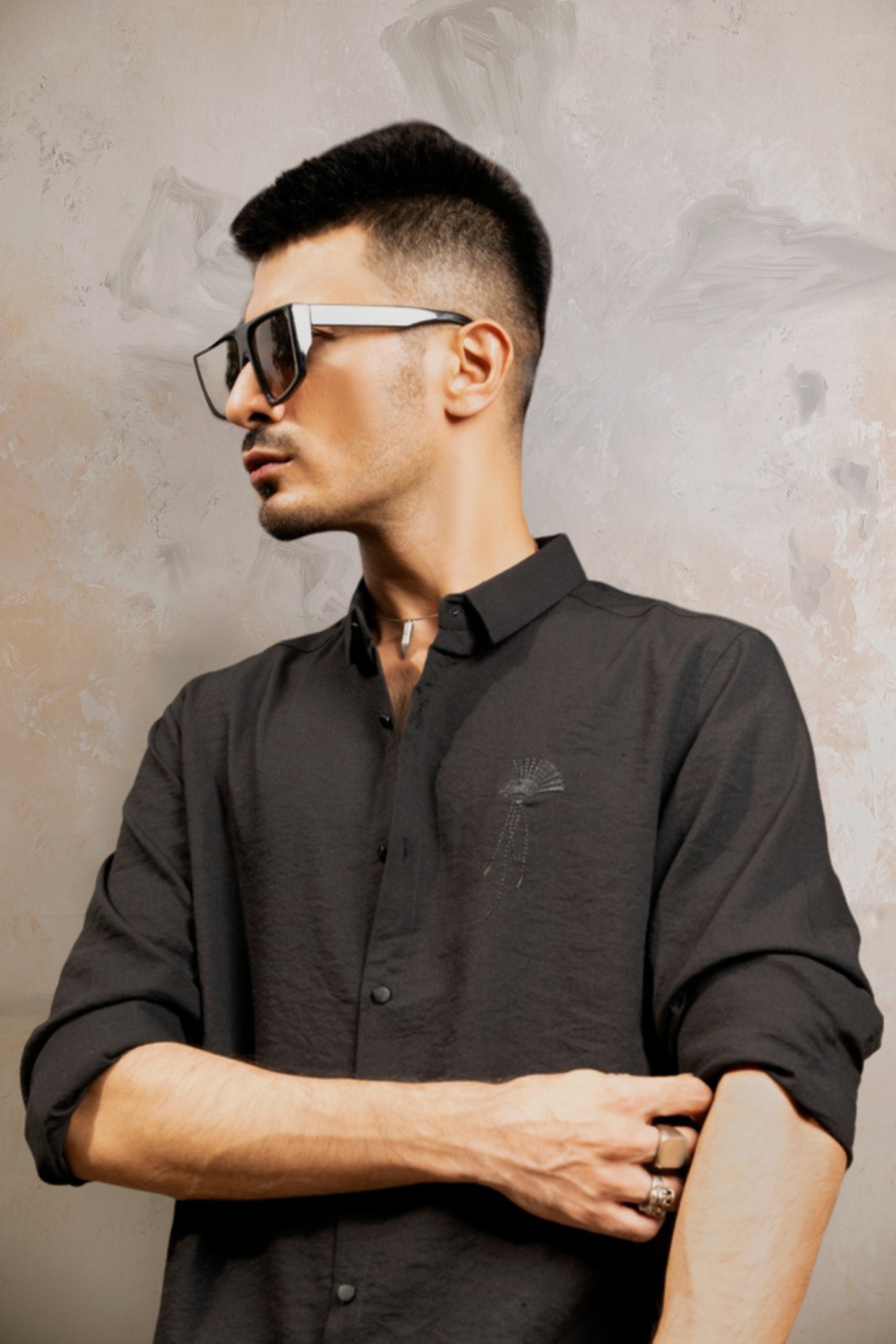 Black Wrinkle Cotton Shirt