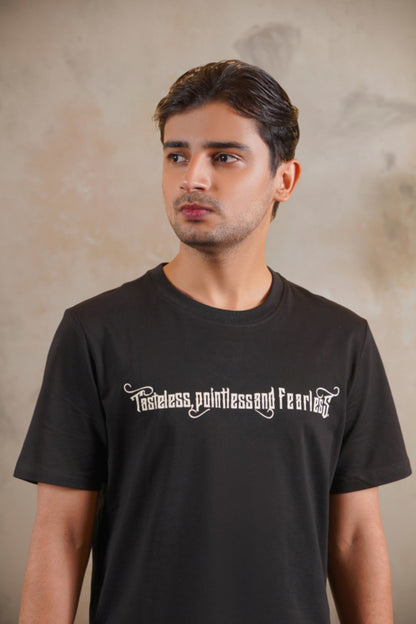 Black Cotton Fitted T-Shirt