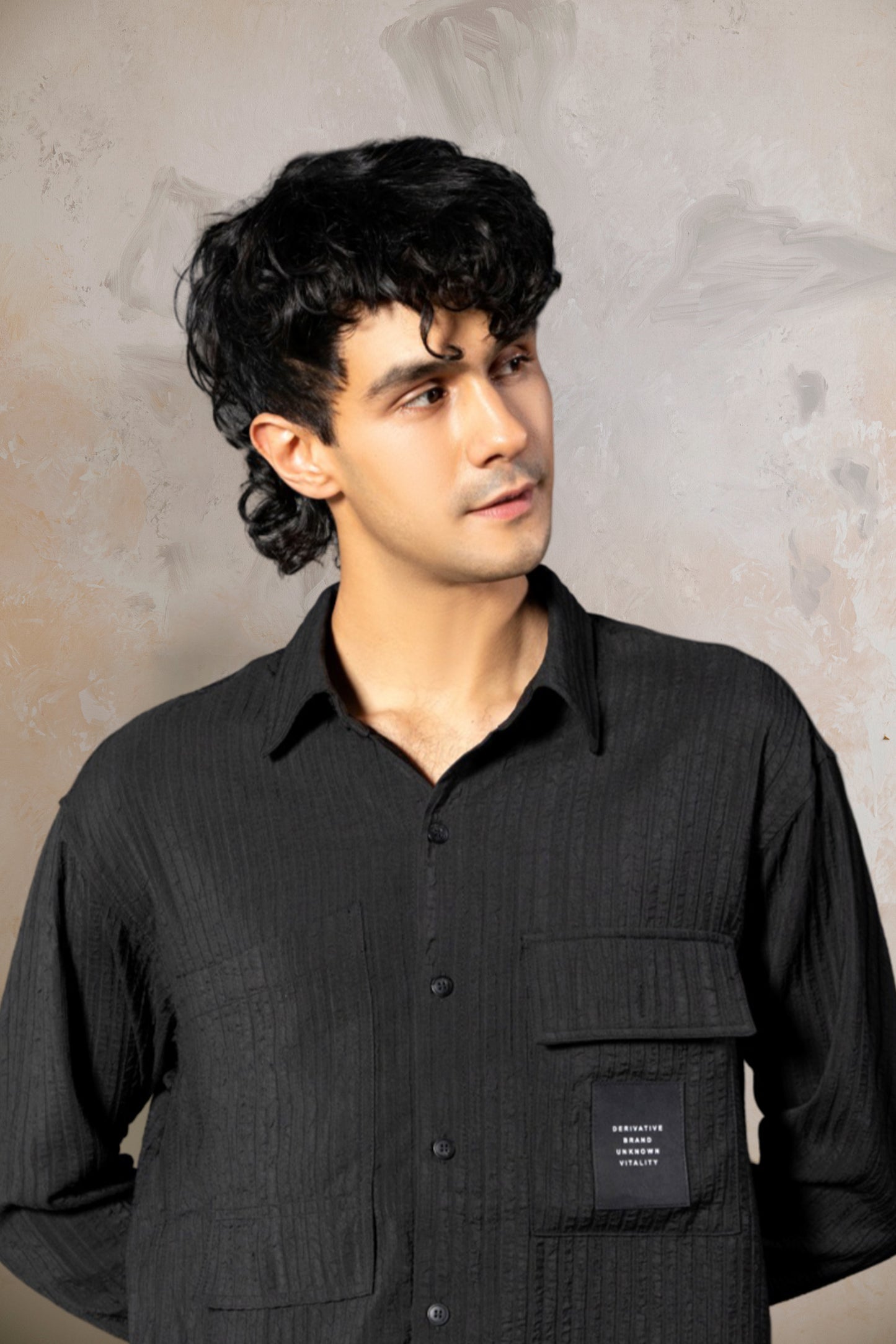 Black Cotton Full Sleeve Shirt