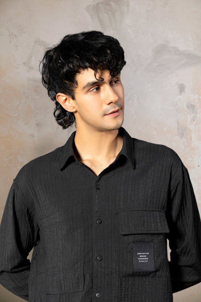 Black Cotton Full Sleeve Shirt