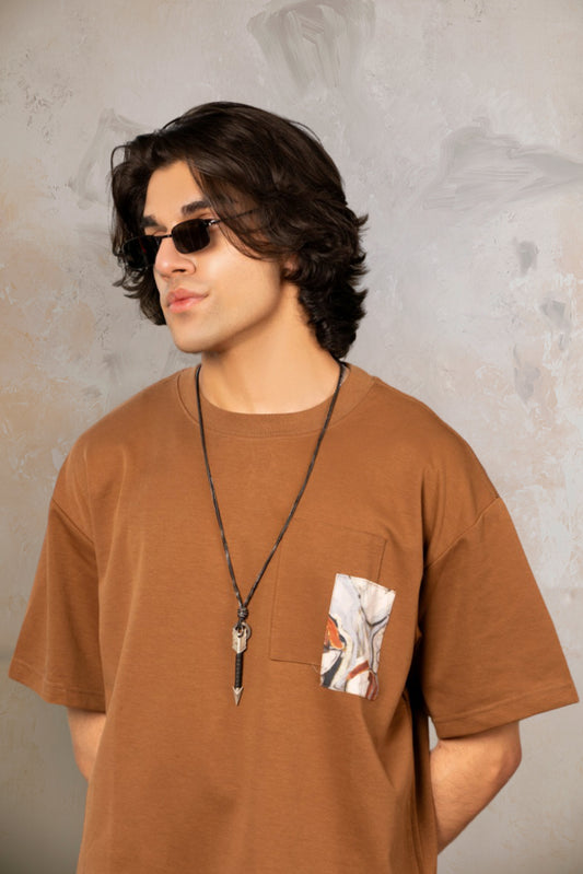 Brown Oversized Cotton T-Shirt