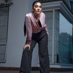 Cotton Silk Robell Rose Black Slim Leg Full Length Trouser