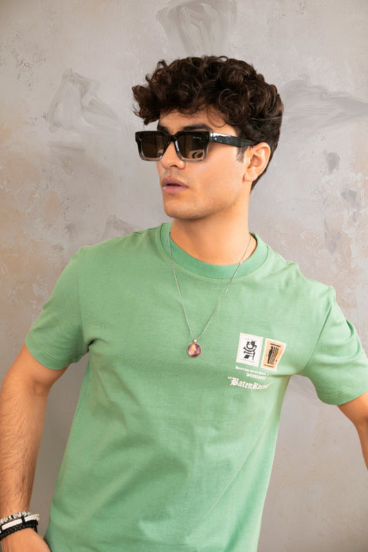 Green Cotton Burnout T-Shirt