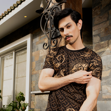 Livid Brown Dry Fit Printed T-Shirt