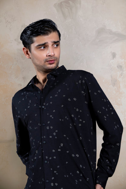 Russian Black Cotton Shirts For Men Casual Long Sleeve Regular Fit