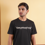 Black Cotton Fitted T-Shirt