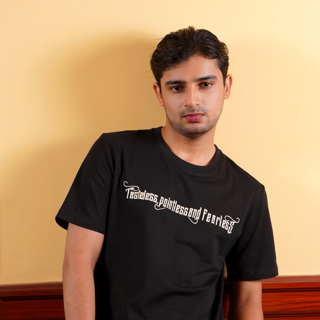 Black Cotton Fitted T-Shirt