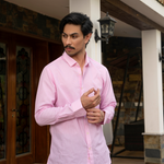 Pink Striped Full Sleeve Cotton Shirt