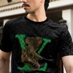 Mix Fancy Fabric Black T-Shirt