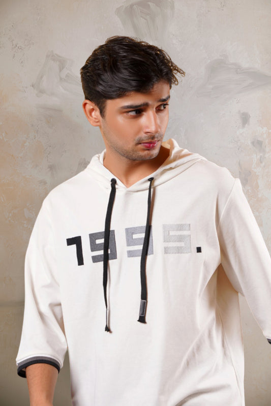 White Cotton Oversized Hoodie